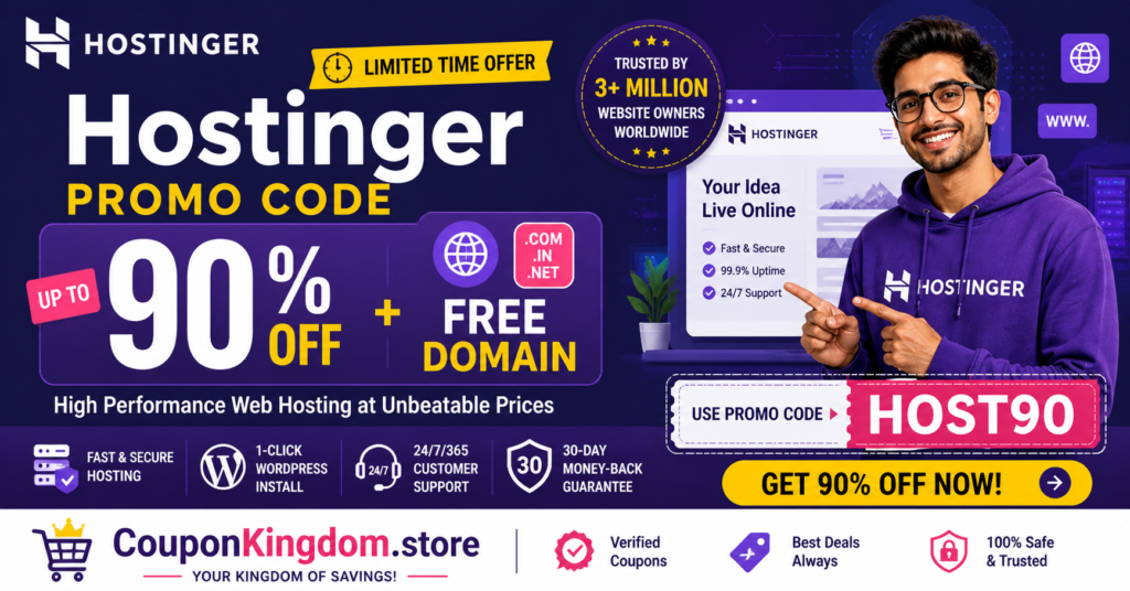 Hostinger Promo Code 90% OFF + Free Domain (Latest 2026 Deals)